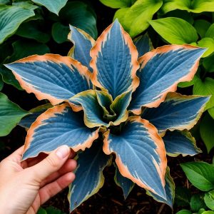 Хоста Океан Вью купить по цене от 960р. в интернет-магазине «Посадика» с доставкой почтой в в Ясногорске и по всей России – [изображение №1].